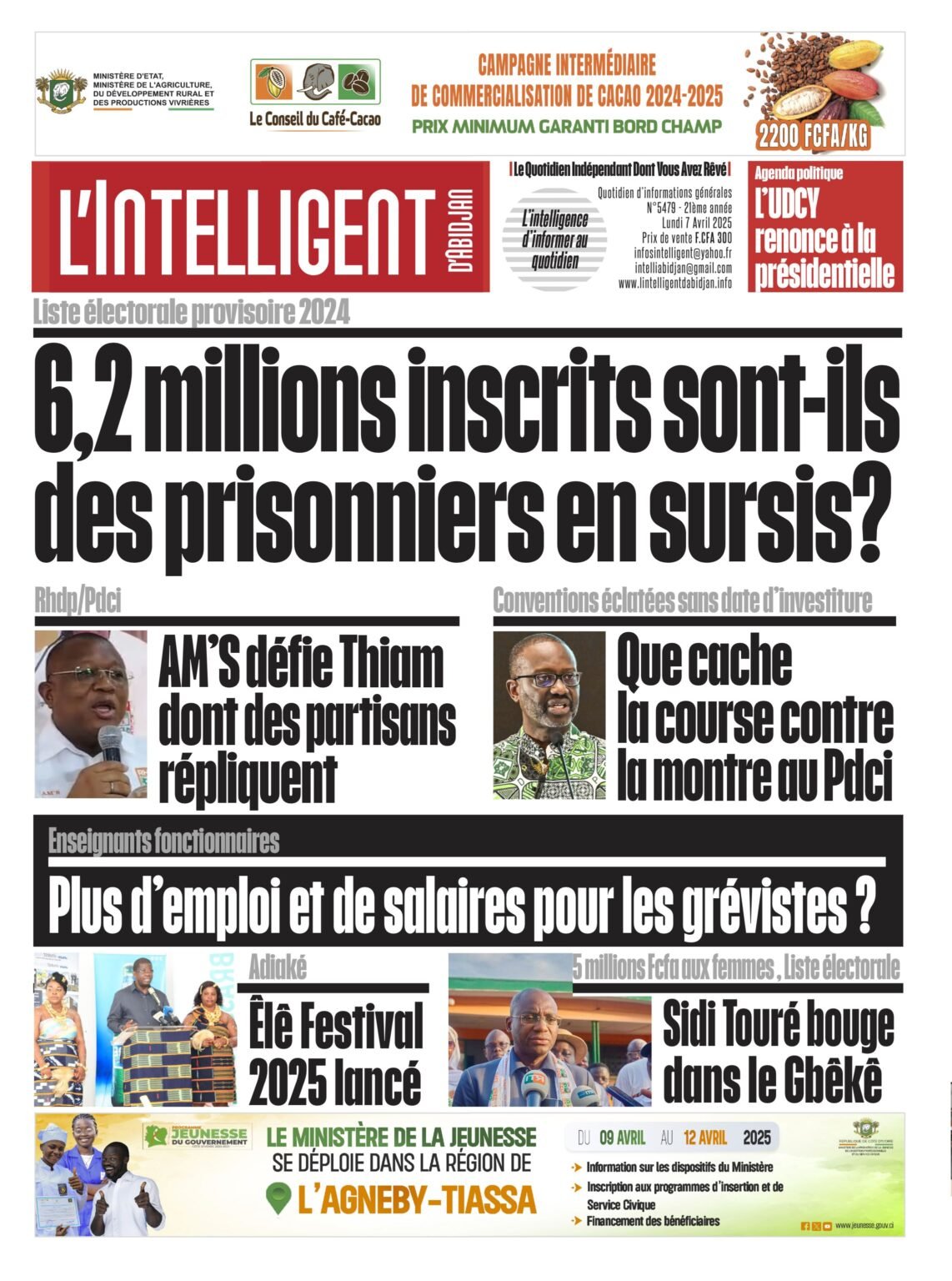 L’Intelligent en PDF:  Liste électorale provisoire 2024  6,2 millions inscrits sont-ils des prisonniers  en sursis?