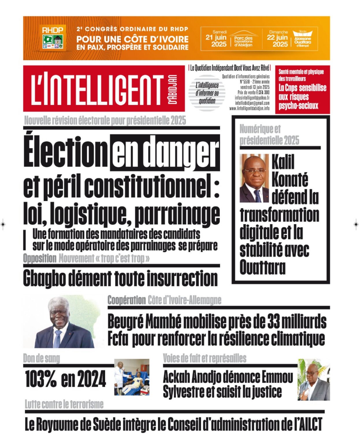 L’Intelligent en PDF :  Nouvelle révision électorale pour présidentielle 2025     Élection en danger et péril constitutionnel : loi, logistique, parrainage