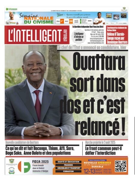 L’Intelligent en PDF : Le chef de l’État a annoncé sa candidature, hier   Ouattara sort dans  dos et c’est relancé !