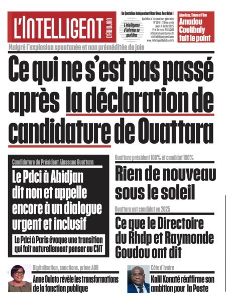 L’Intelligent en PDF:    Malgré l’explosion spontanée et non préméditée de joie   Ce qui ne s’est pas passé après la déclaration de candidature de Ouattara
