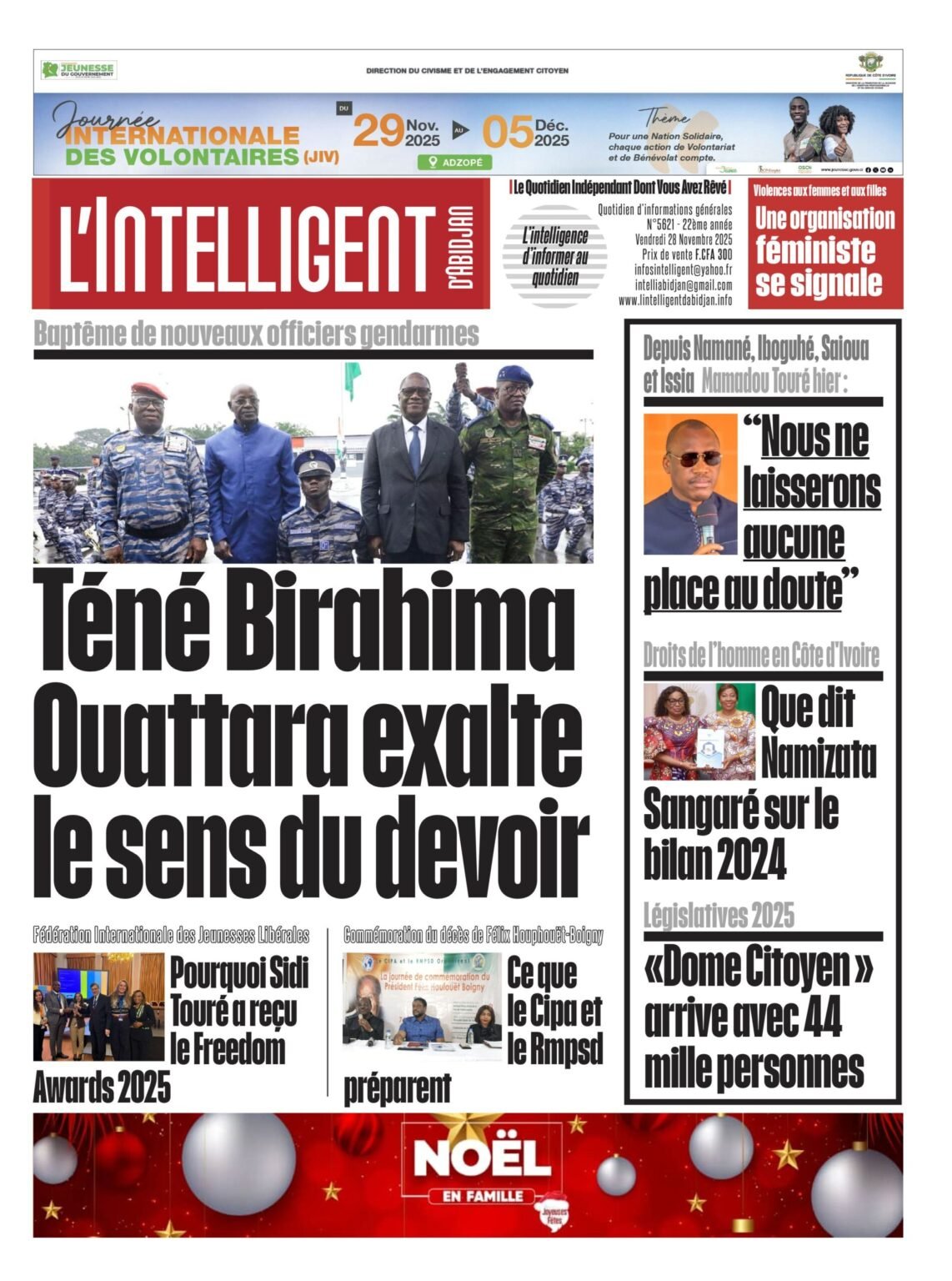 L’Intelligent en PDF :  Baptême de nouveaux officiers gendarmes  Téné Birahima Ouattara exalte le sens du devoir