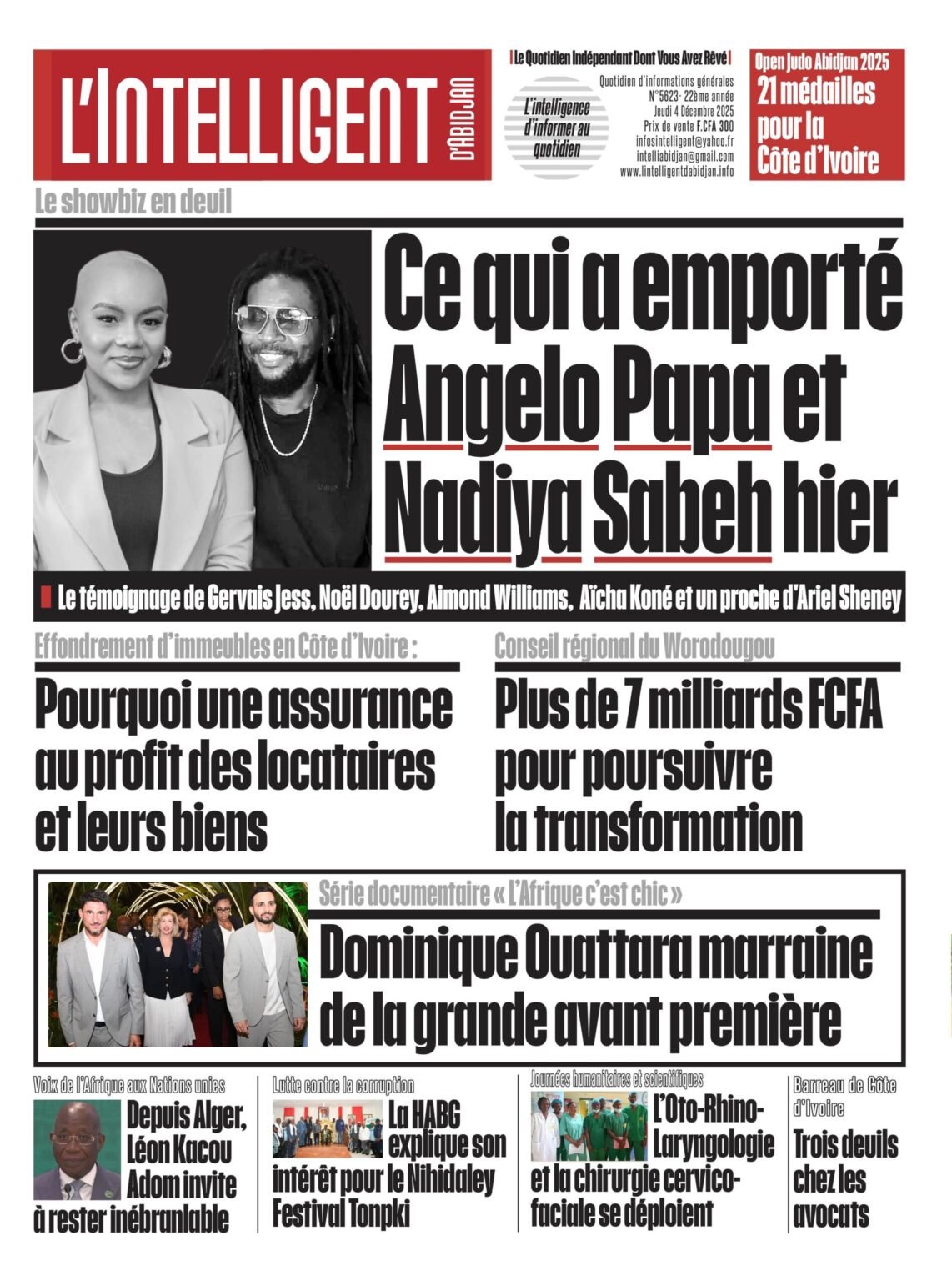 L’ Intelligent en PDF :   Le showbiz en deuil Ce qui a emporté Angelo Papa et Nadiya Sabeh hier 