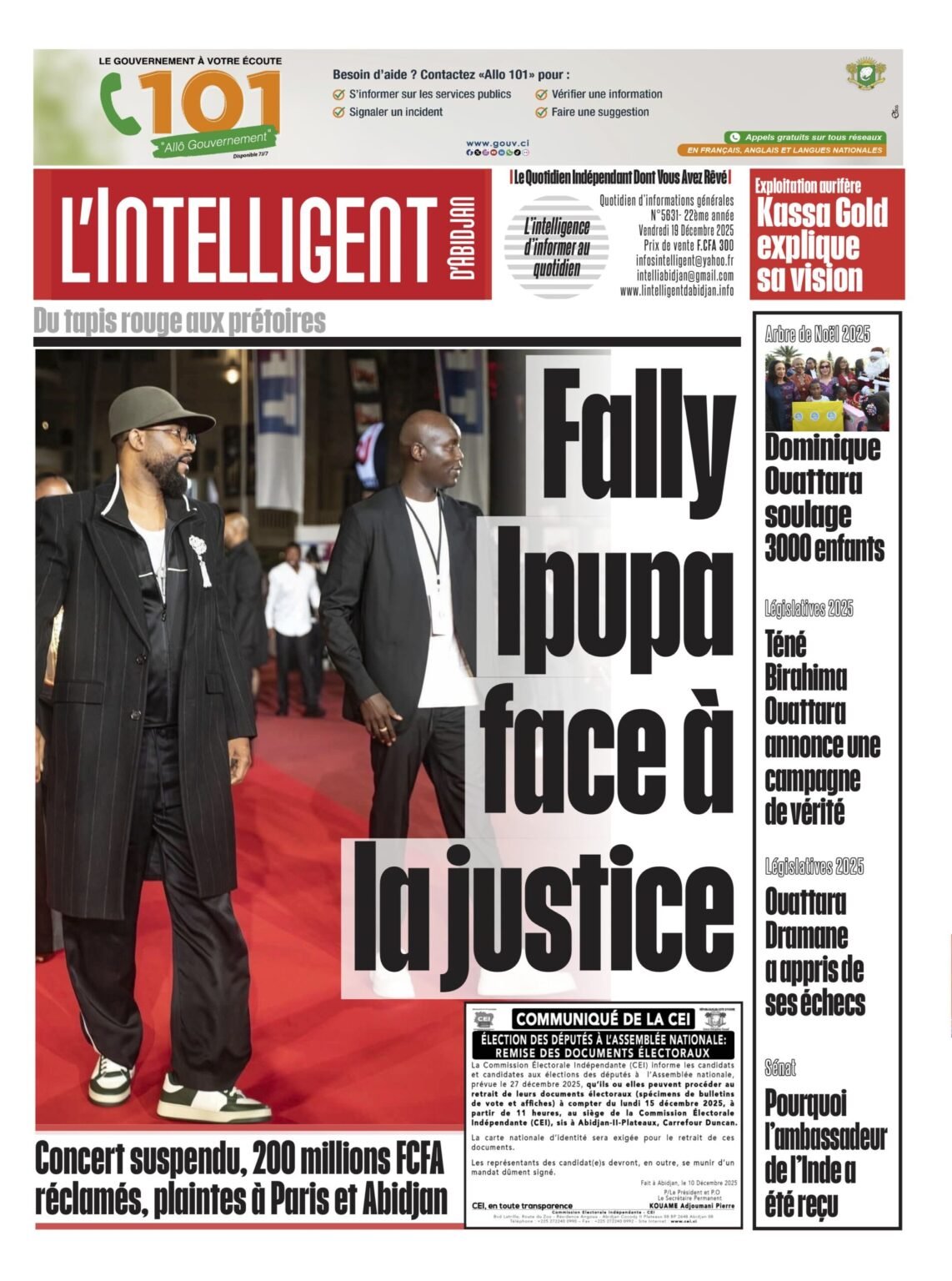  L’Intelligent en PDF:  Du tapis rouge aux prétoires     Fally Ipupa face à la justice