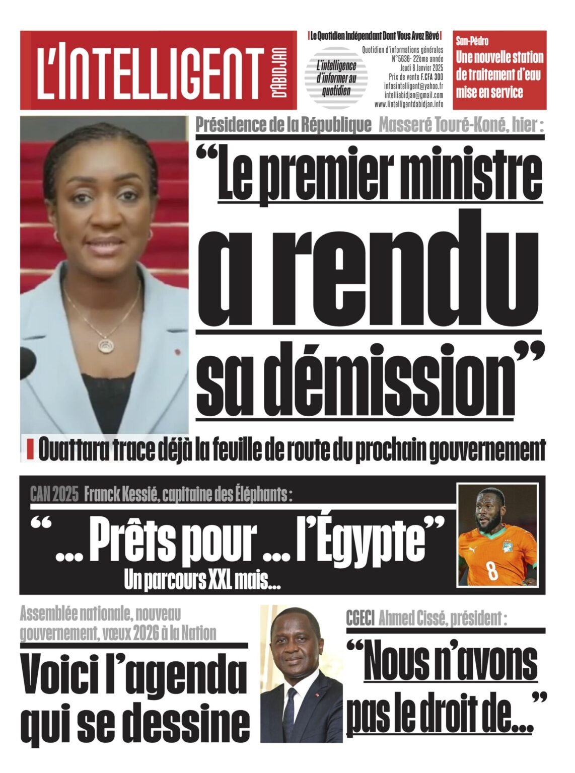   L’Intelligent en PDF: Présidence de la République -Masseré Touré-Koné, hier : « Le premier ministre a rendu sa démission »   L’Intelligent en PDF: Présidence de la République -Masseré Touré-Koné, hier : « Le premier ministre a rendu sa démission »