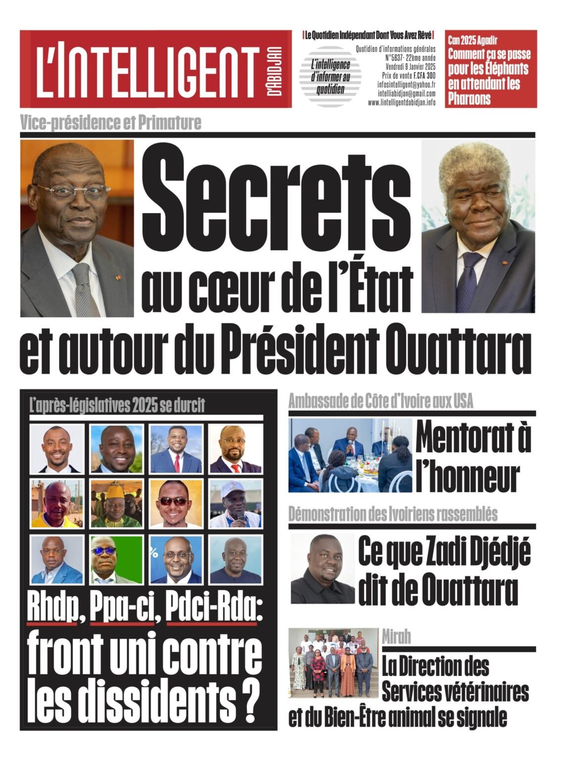  L’Intelligent en PDF:   Vice-présidence et Primature Secrets au cœur de l’État et autour de Ouattara 
