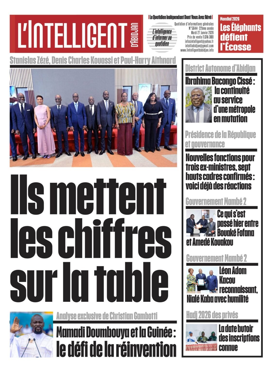  L’Intelligent en PDF : Stanislas Zézé, Denis Charles Kouassi et Paul-Harry Aithnard   Ils mettent les chiffres sur la table  L’Intelligent en PDF : Stanislas Zézé, Denis Charles Kouassi et Paul-Harry Aithnard   Ils mettent les chiffres sur la table