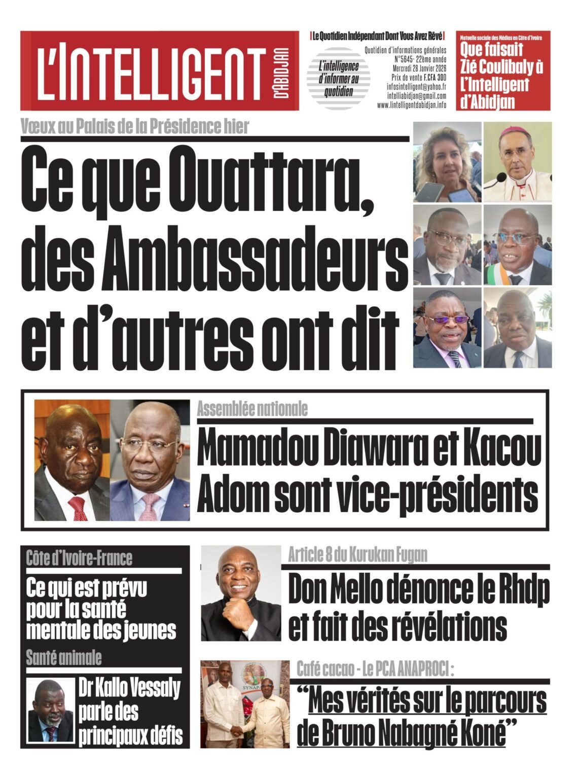L’Intelligent en PDF: Vœux au Palais de la Présidence hier   Ce que Ouattara, des Ambassadeurs et d’autres ont dit