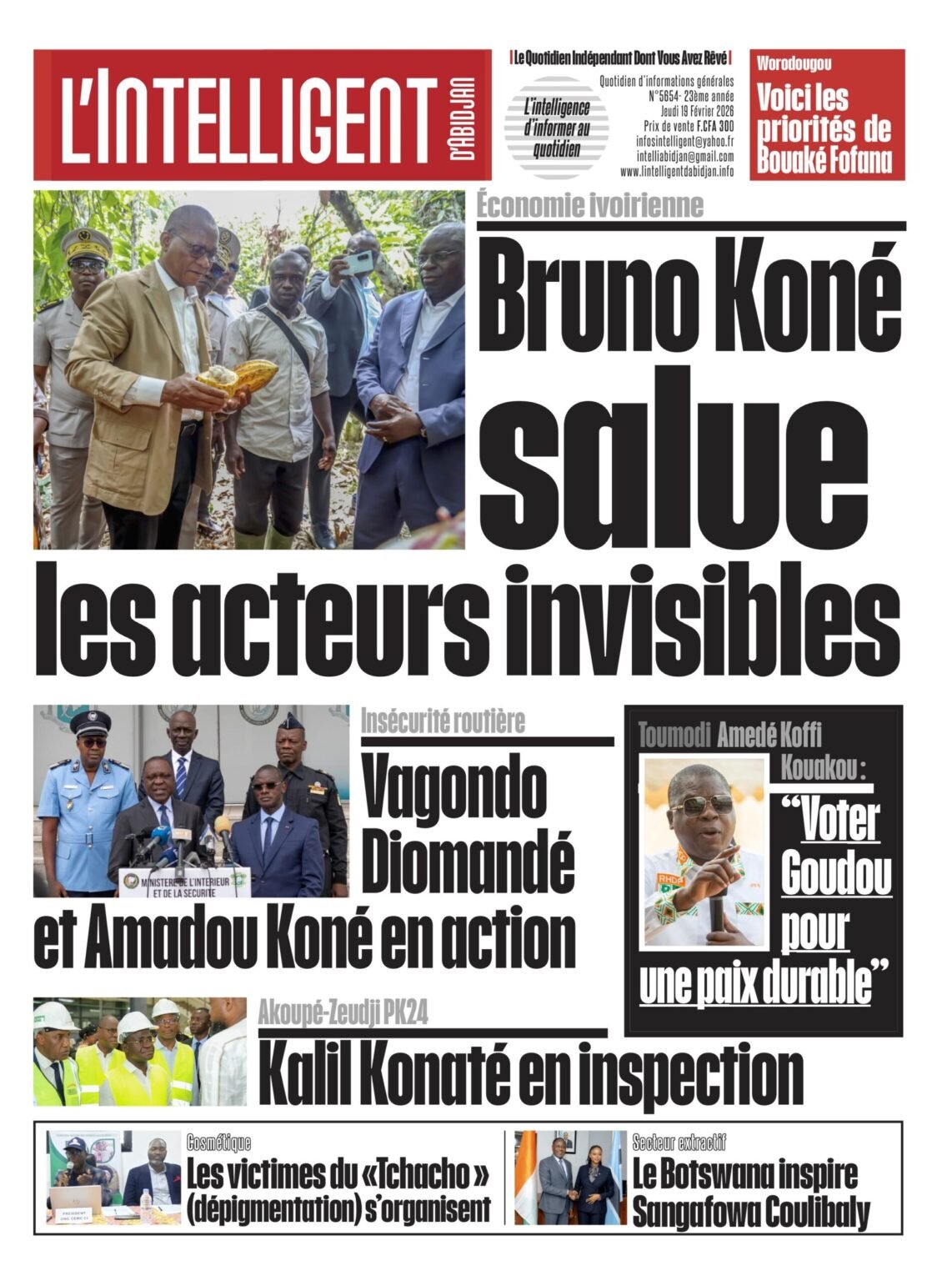  L’Intelligent en PDF:  Économie ivoirienne  Bruno Nabagné Koné salue les acteurs invisibles