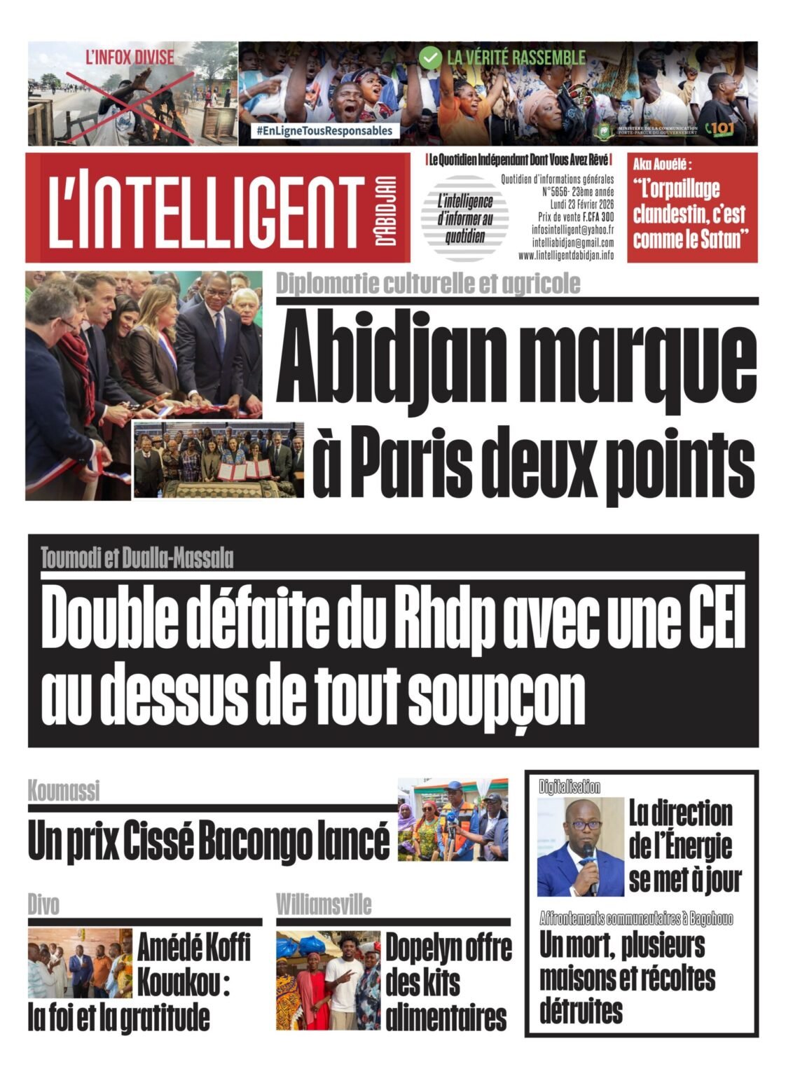   L’Intelligent en PDF: Diplomatie culturelle et agricole  Abidjan marque à Paris deux points