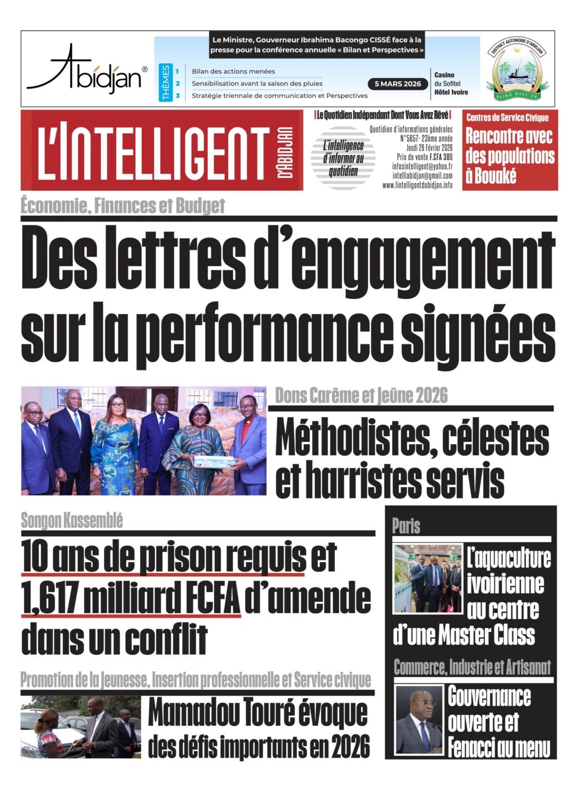L’Intelligent en PDF: Économie, Finances et Budget Des lettres d’engagement sur la performance signées L’Intelligent en PDF: Économie, Finances et Budget Des lettres d’engagement sur la performance signées